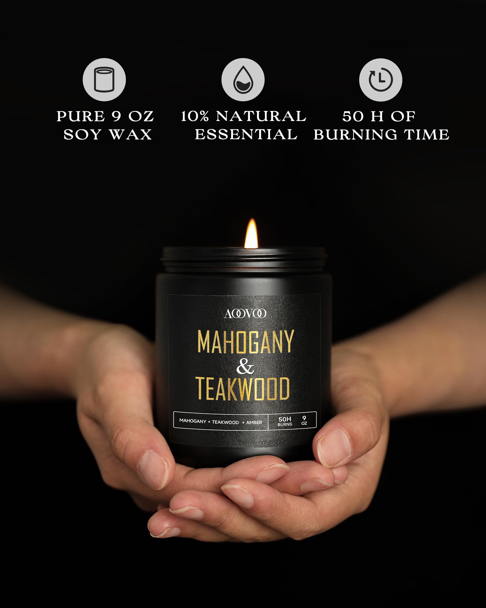 AOOVOO smoke vanilla candle in black jar creates warm evenings.