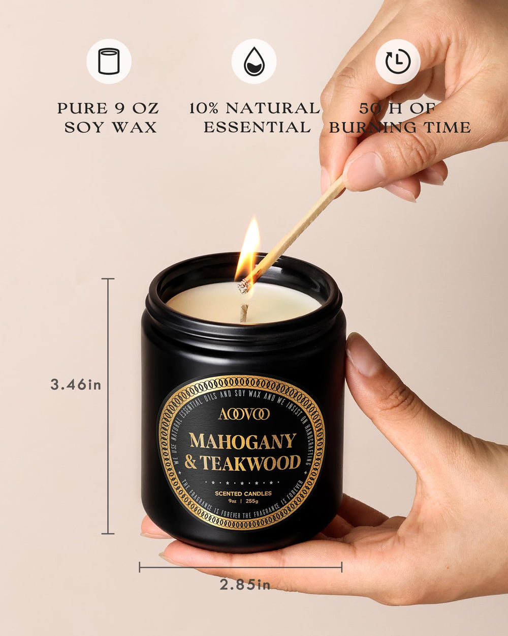 AOOVOO soy candle delivers strong fragrance for a masculine mood.
