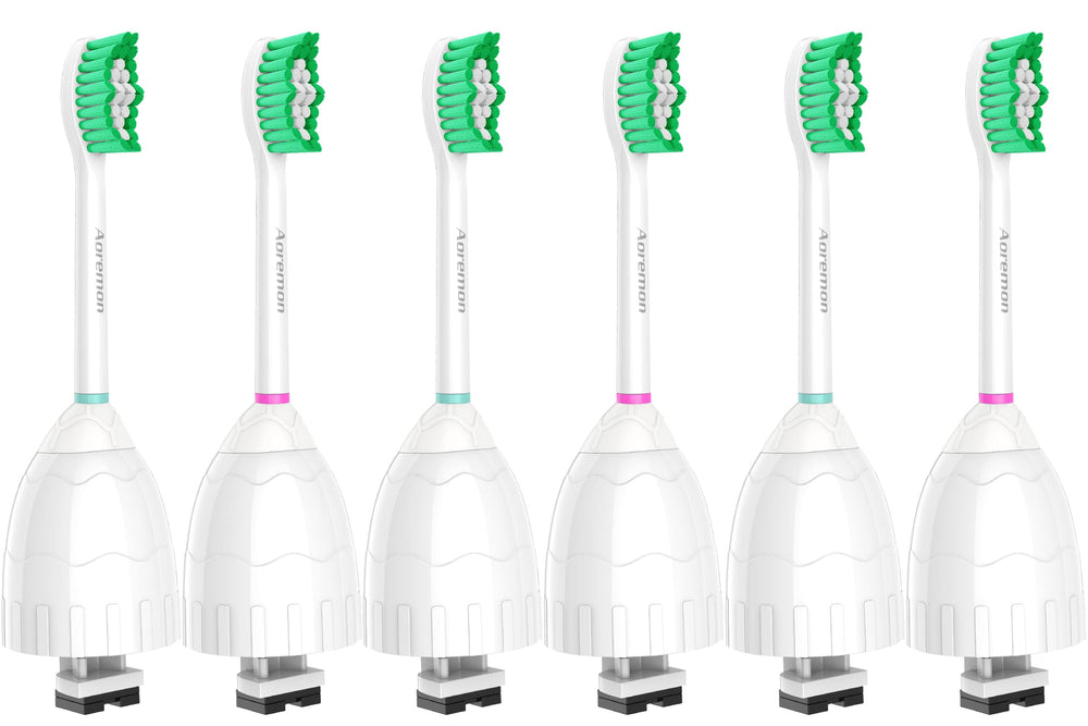 Aoremon toothbrush heads pack close-up with durable bristles for thorough cleaning