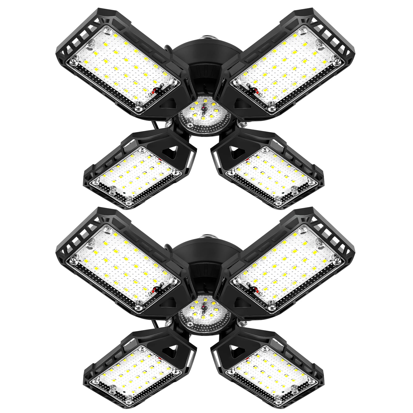 Aoretic LED garage lights with 4-panel full coverage for even illumination.