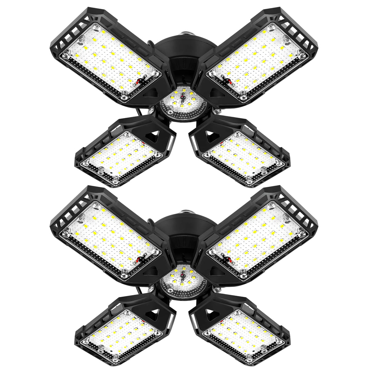 Aoretic LED garage lights with 4-panel full coverage for even illumination.