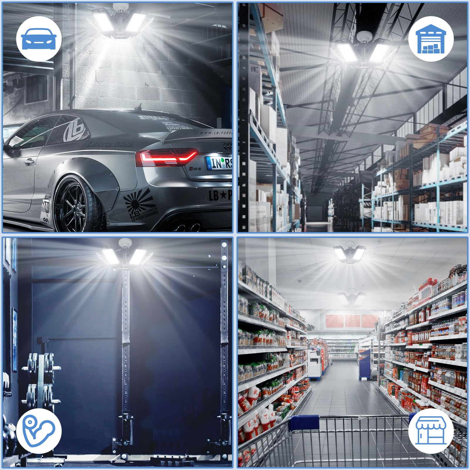 Aoretic lights suit garages, barns, workshops, and warehouses.