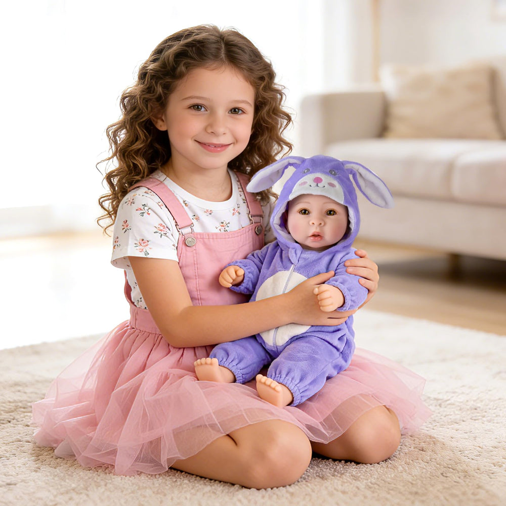 Aori Real Baby Doll's premium hybrid construction blends vinyl and cloth for realism and softness.