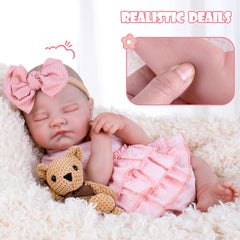 Aori Reborn Baby Doll 20in hand-painted blushing and rosy lips close-up.