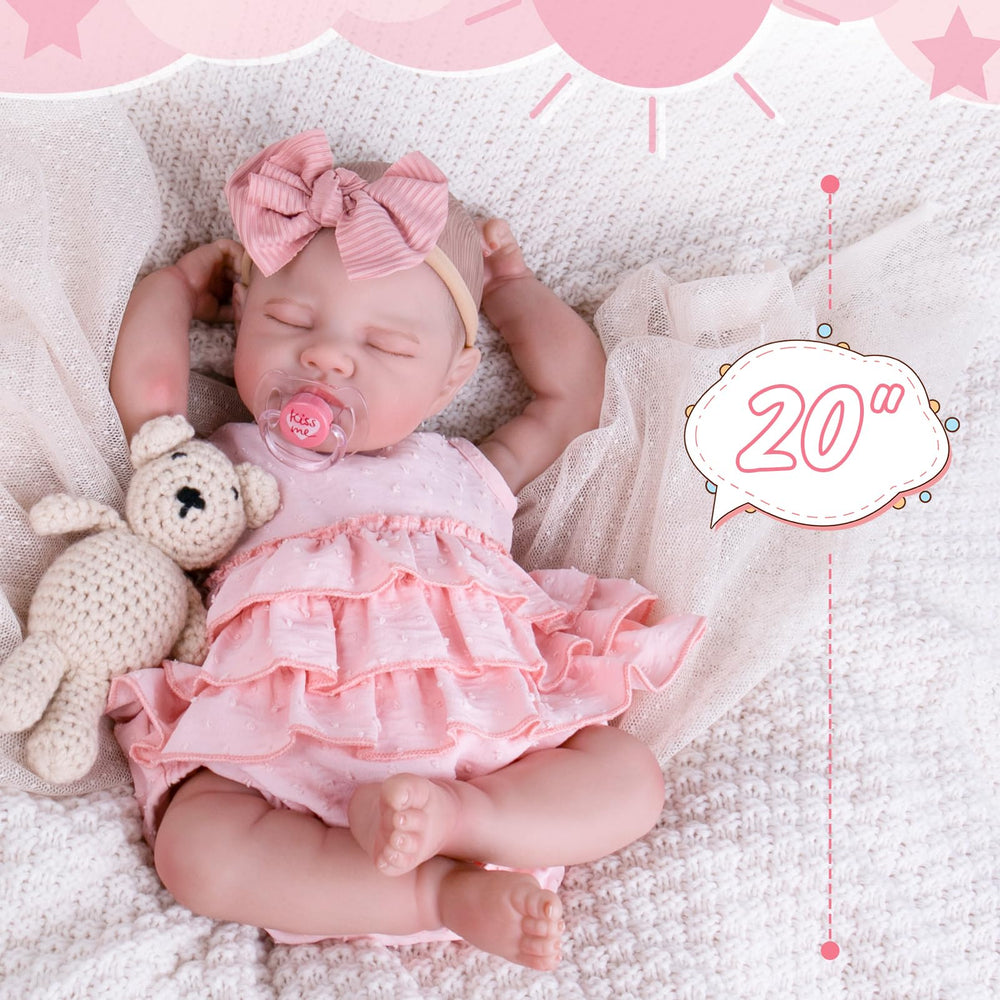 Aori Reborn Baby Doll 20in outfit set included for quick dress-up.