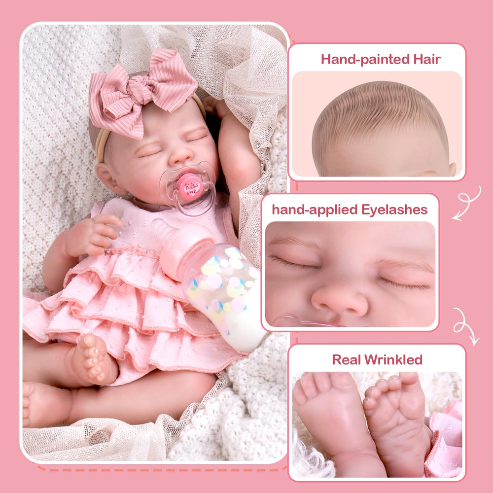 Aori Reborn Baby Doll 20in sleeping face ideal for cuddling.