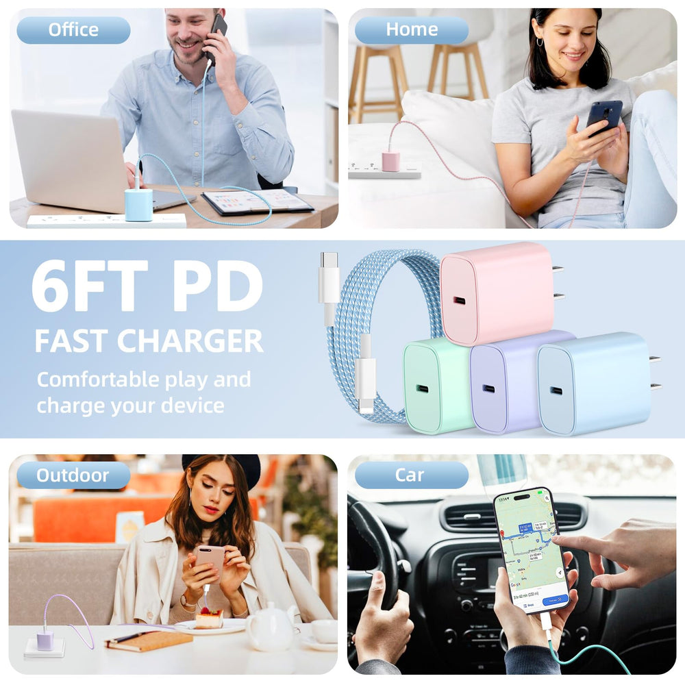 Aorle color pack chargers in pink green blue purple