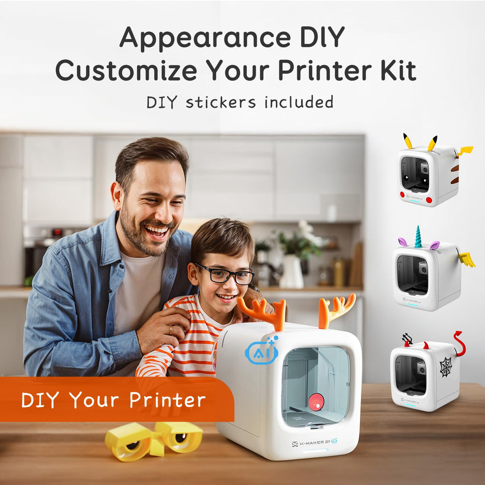 AOSEED X-MAKER JOY AI+ DIY stickers let kids personalize the printer.