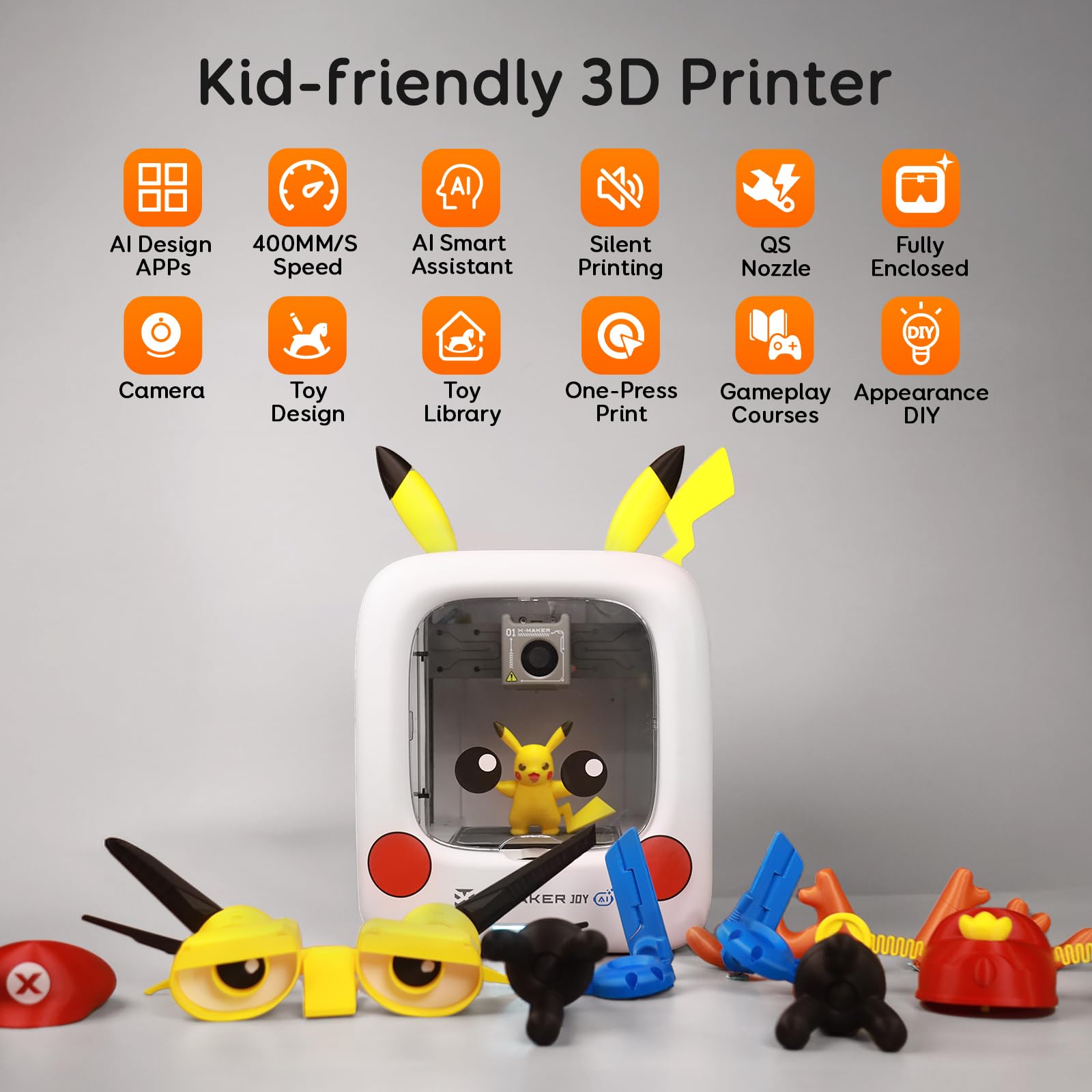 AOSEED X-MAKER JOY AI+ side view highlights auto leveling for reliable first prints.