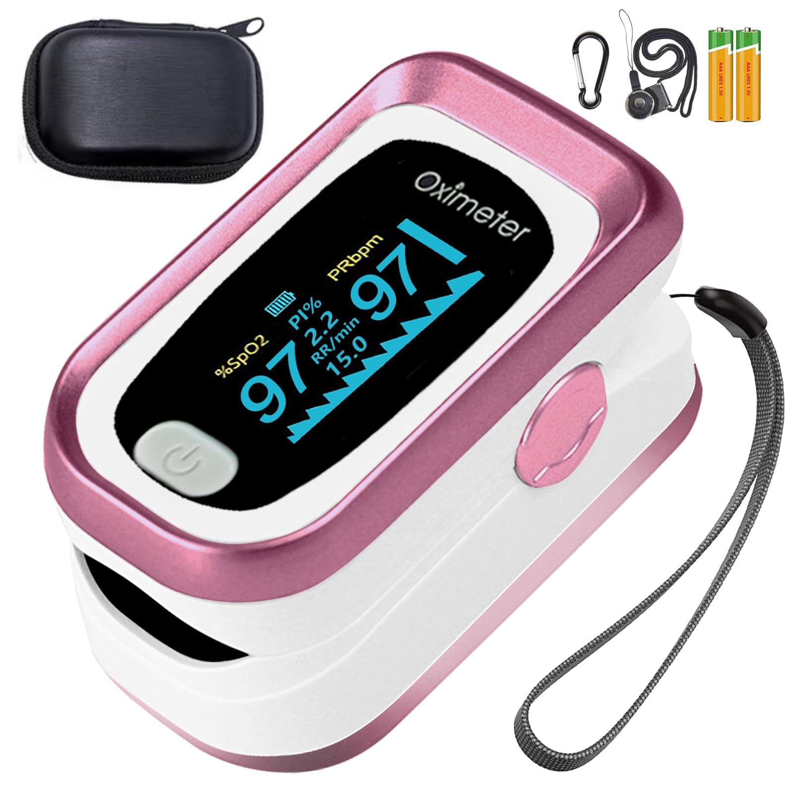 Aosenwell pulse oximeter fingertip with 4 data display for quick readings