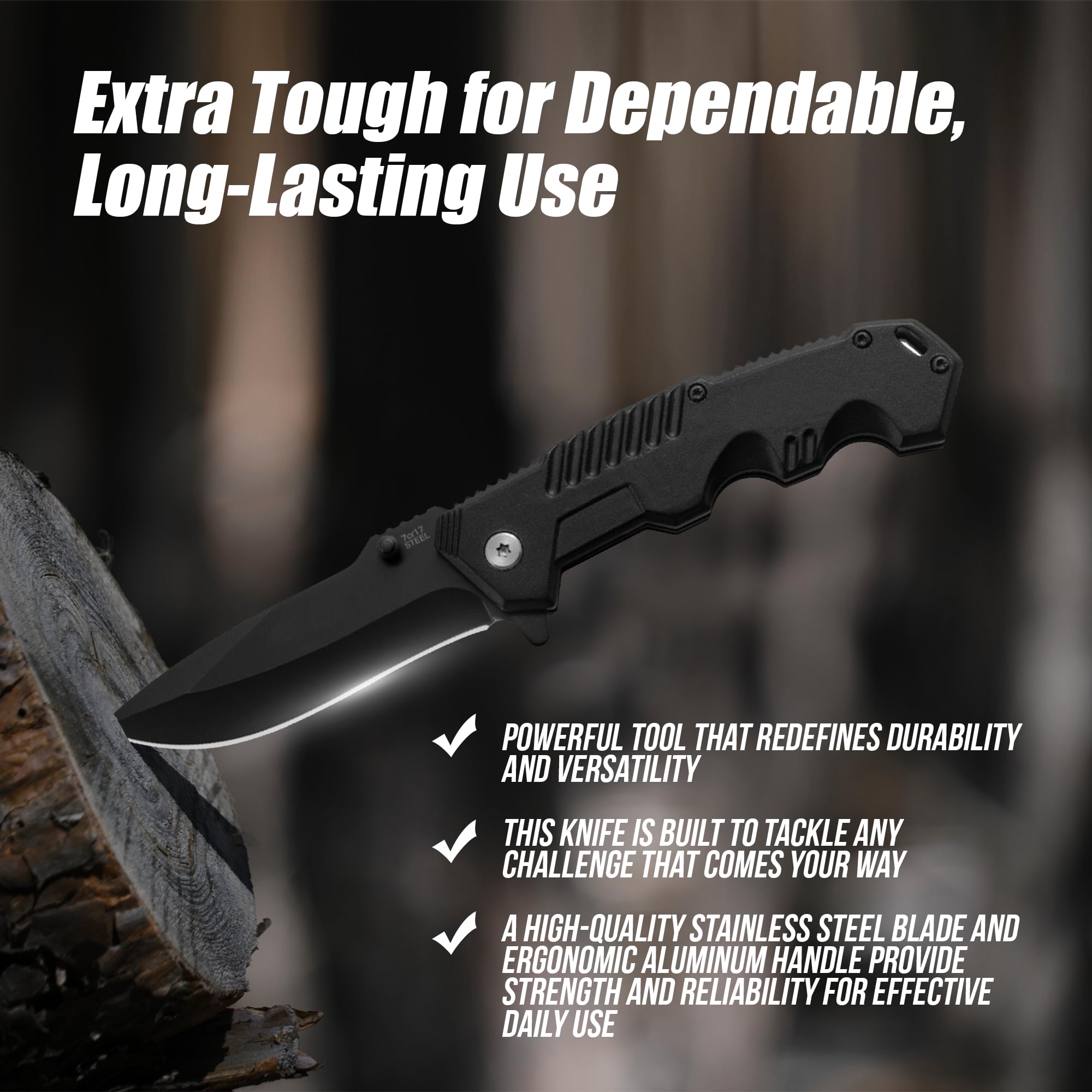 AOSILEY lockback knife shown for secure blade during precise outdoor work.