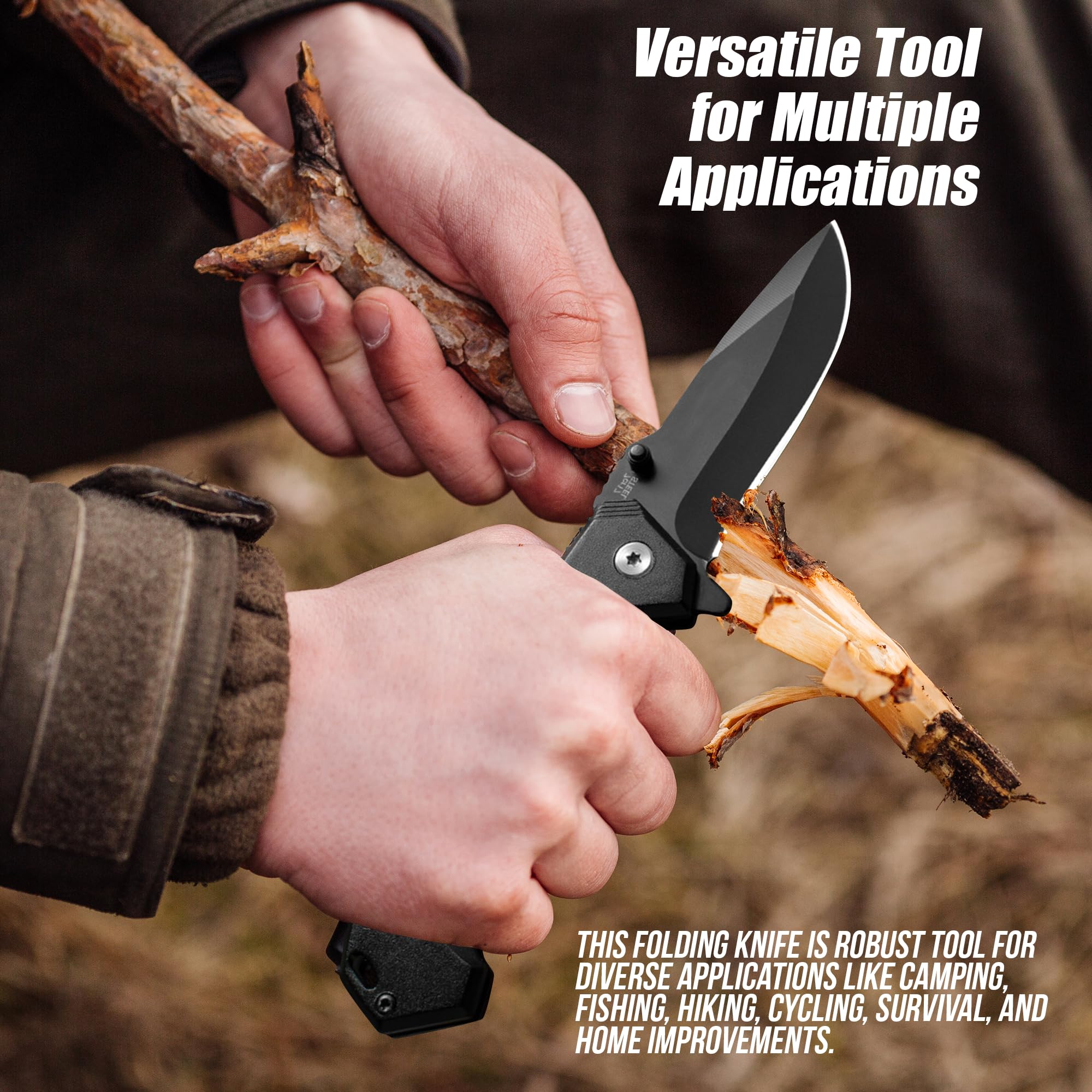 AOSILEY stainless-steel blade delivers strong edge retention for tough tasks.