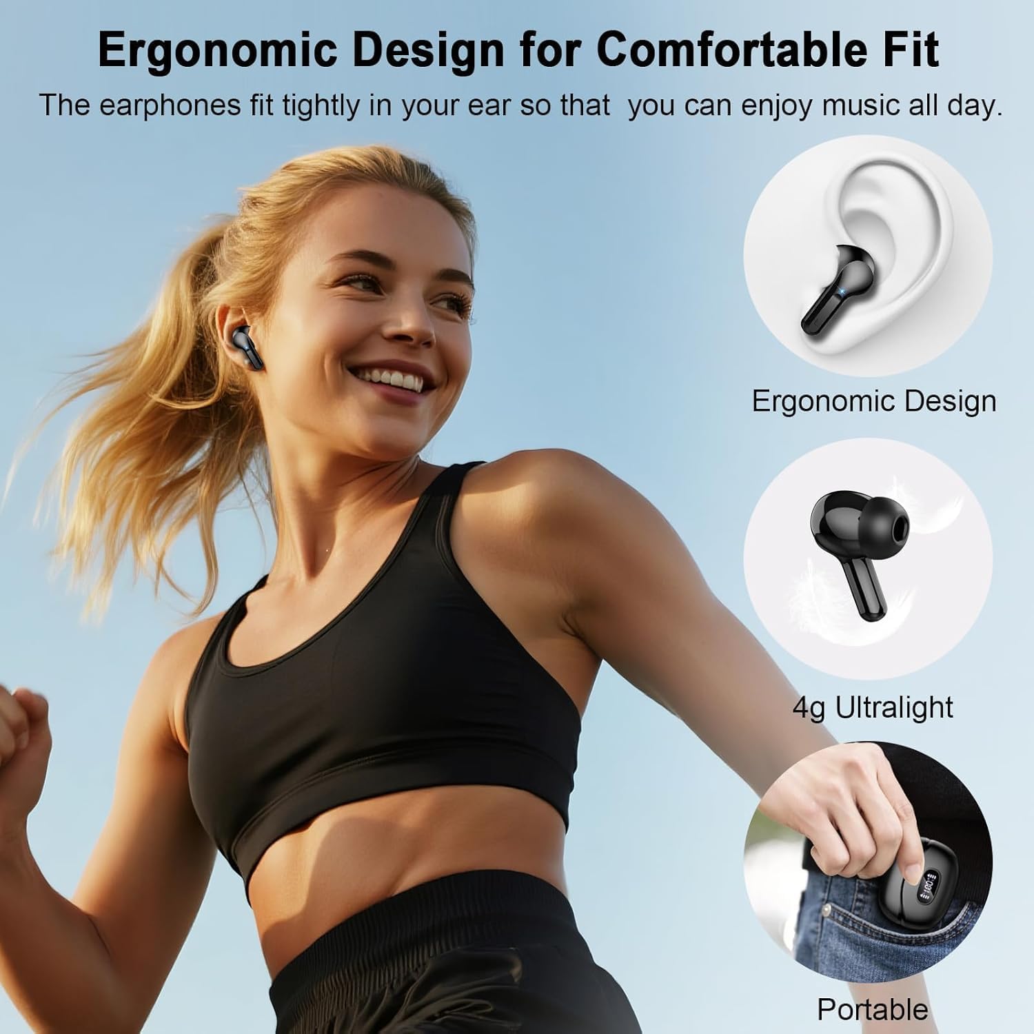 AOSRAU IP7 waterproof earphones withstand sweat, rain, and dust during workouts