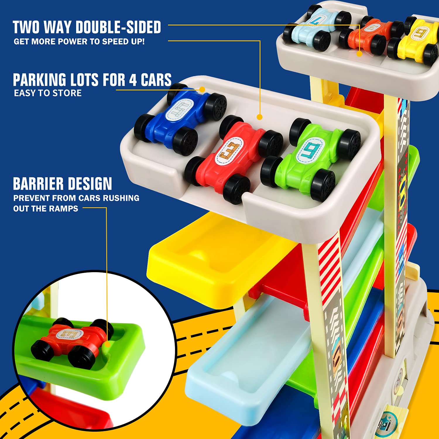 Aotipol race track with six bright ramps sparks colorful racing adventures.