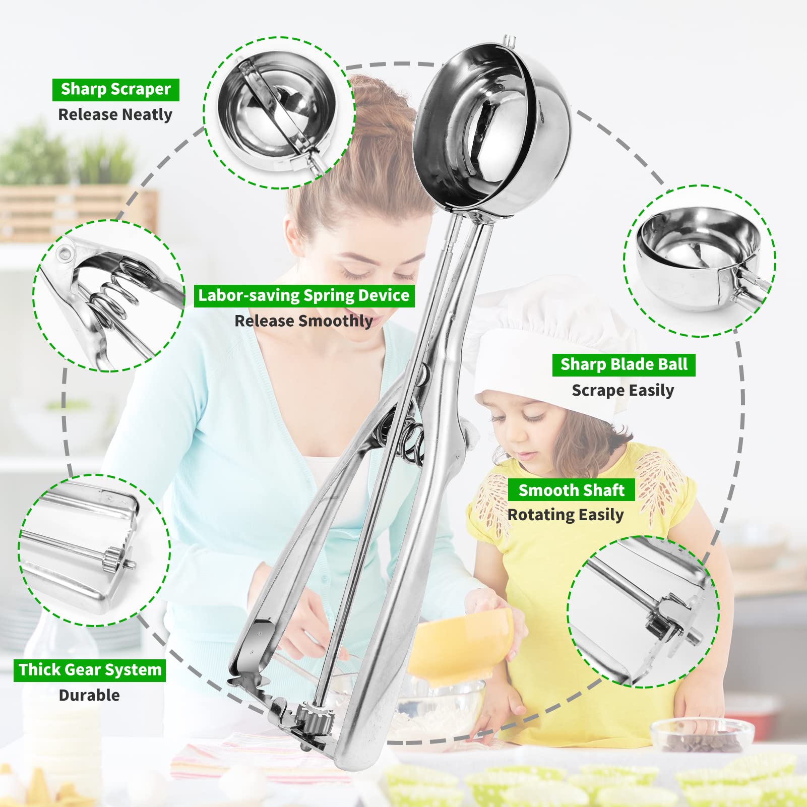 AOULELA medium scoop for even ice cream portions and desserts.