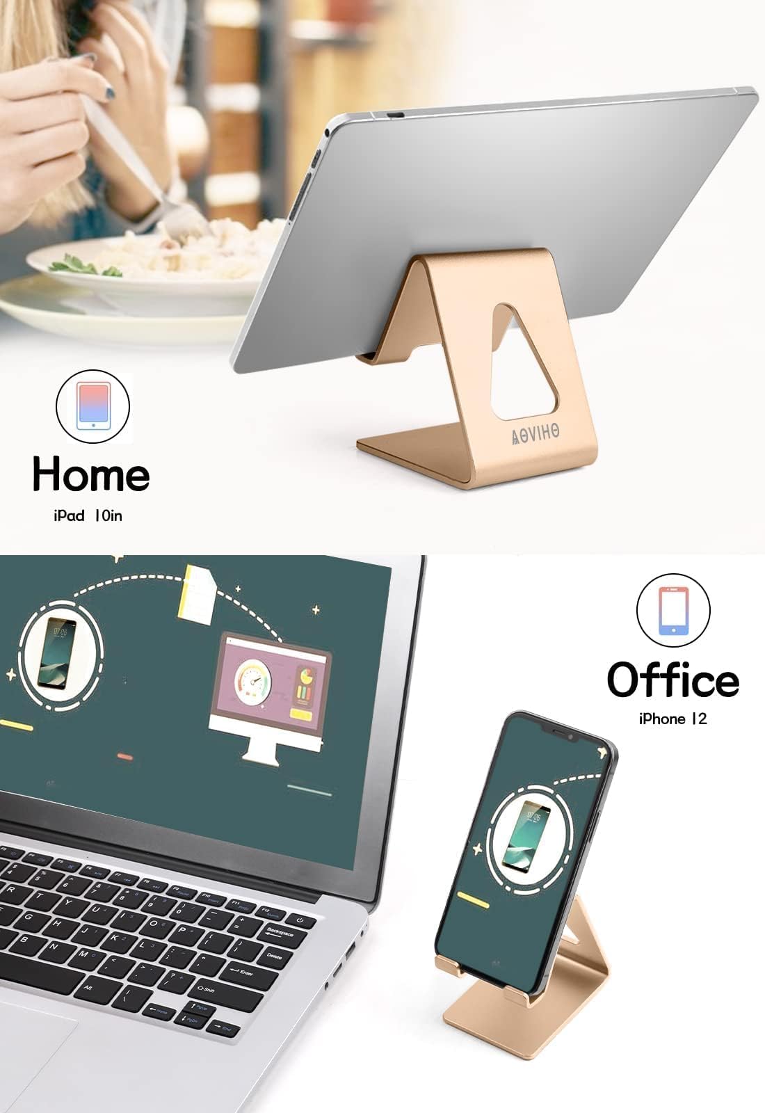 Aoviho Desk Phone Stand rose gold finish adds sleek workspace style