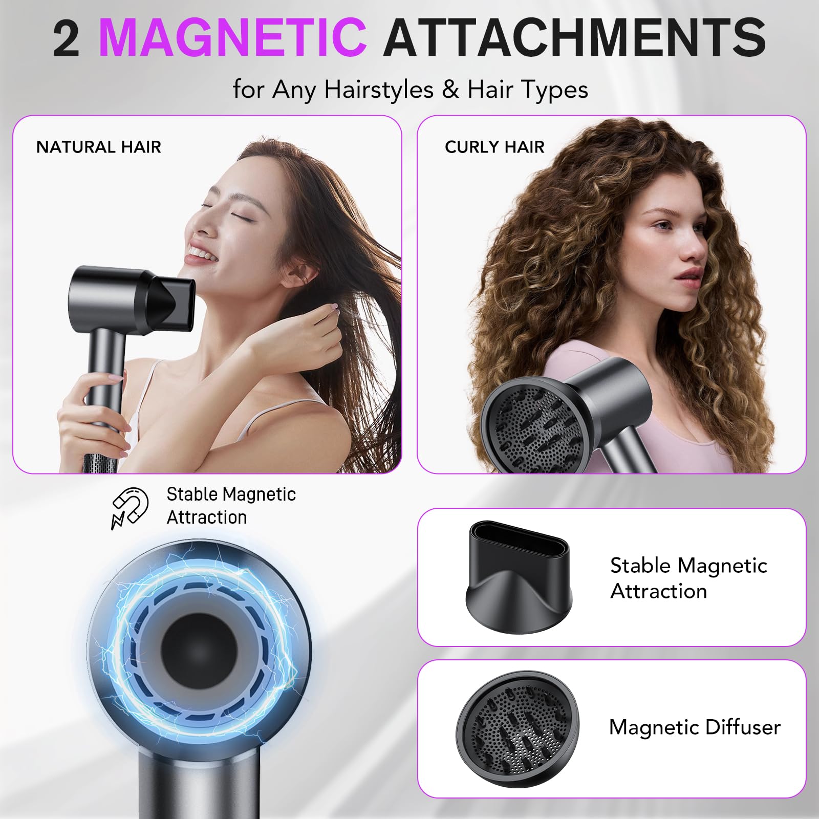 Aowoka Hair Dryer magnetic concentrator nozzle for precise drying.