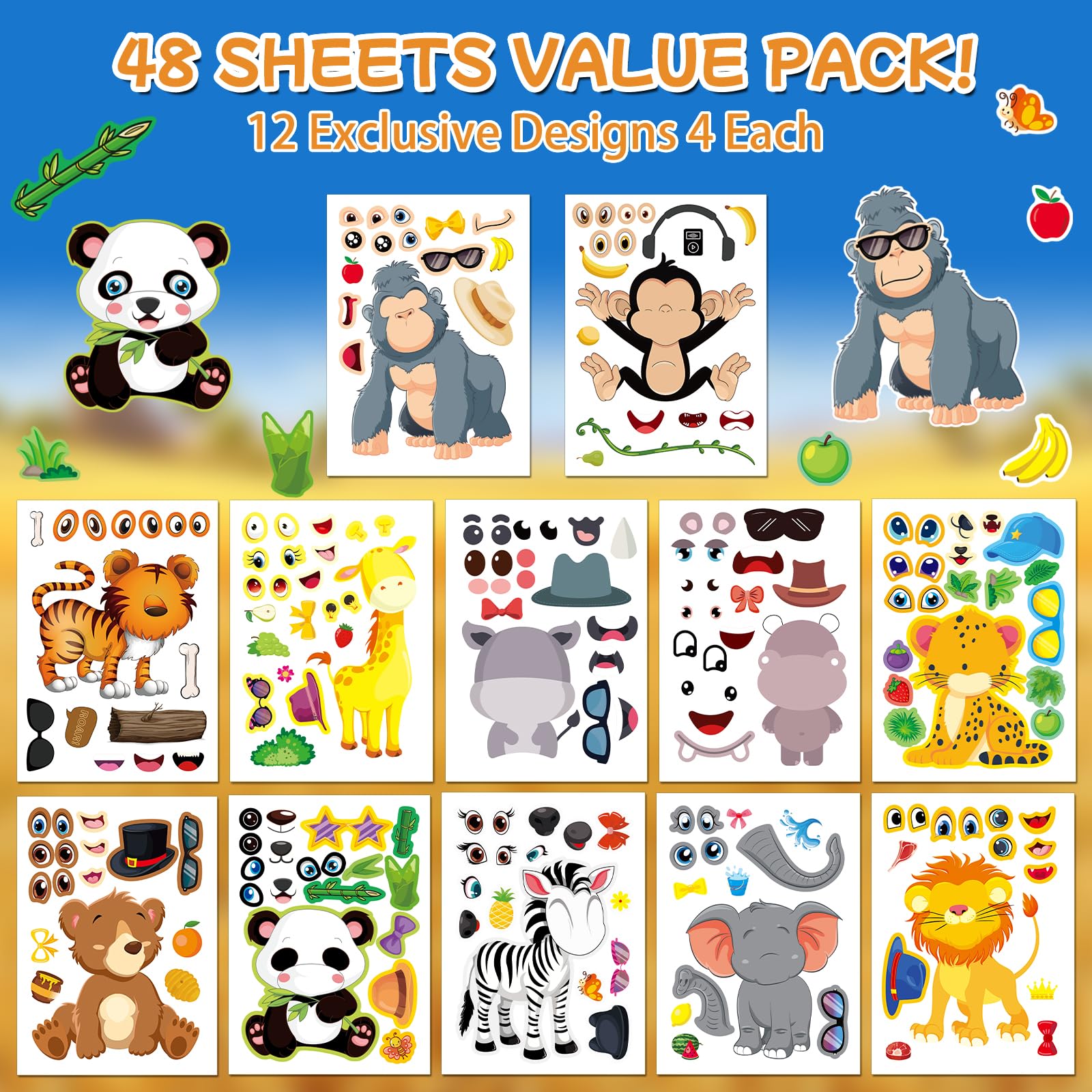 Aowplc Make-A-Face eyes and mouths sticker set for mix-and-match fun