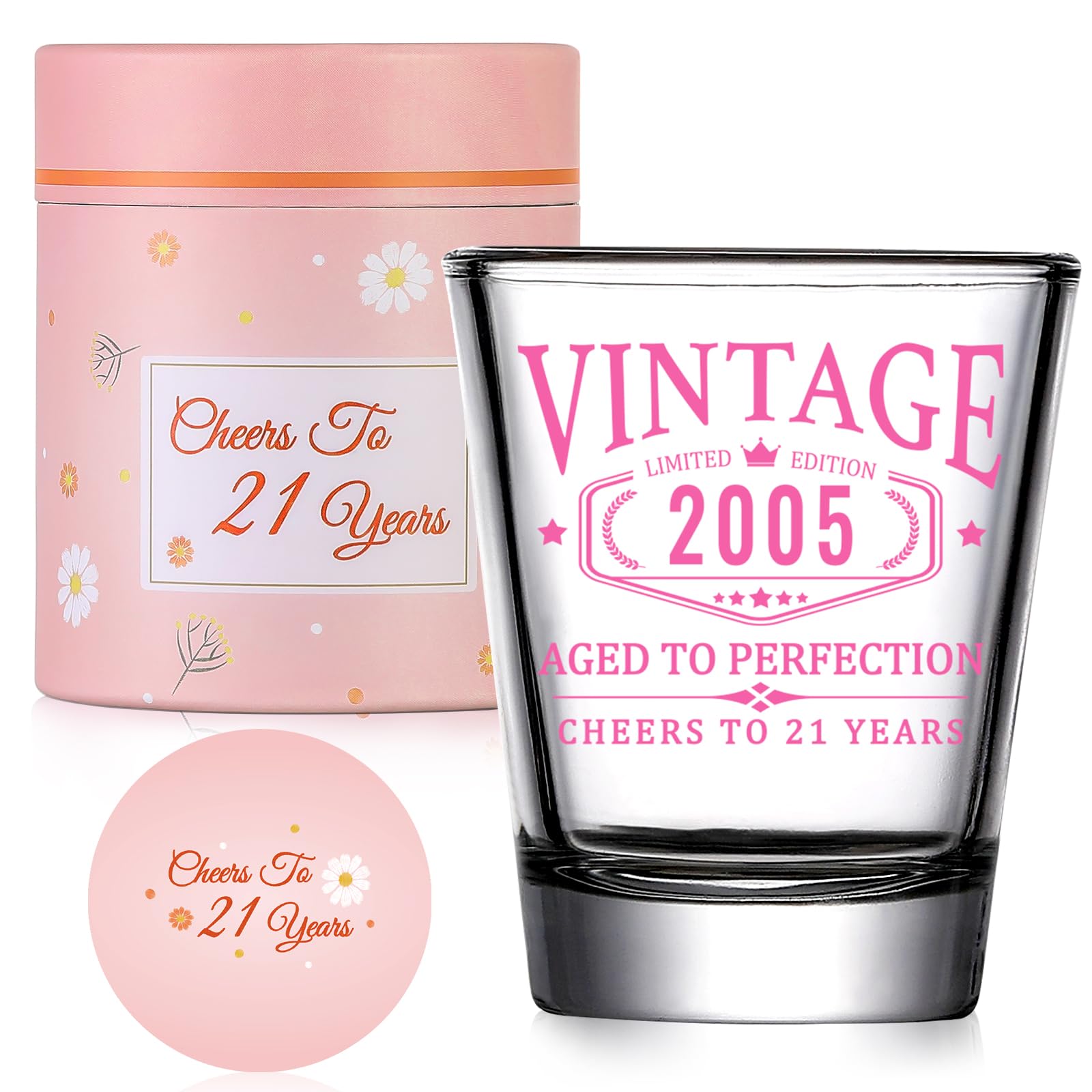 AOZITA 21st birthday shot glass with 2005 logo for memorable toasts