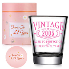 AOZITA 21st birthday shot glass with 2005 logo for memorable toasts
