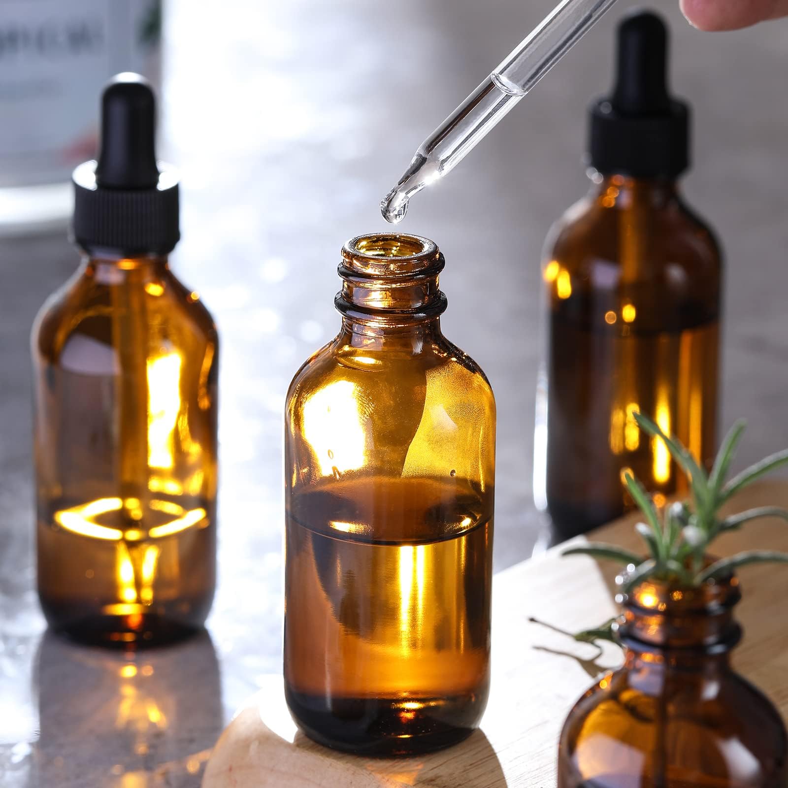 AOZITA amber bottle side view showing compact 60ml capacity