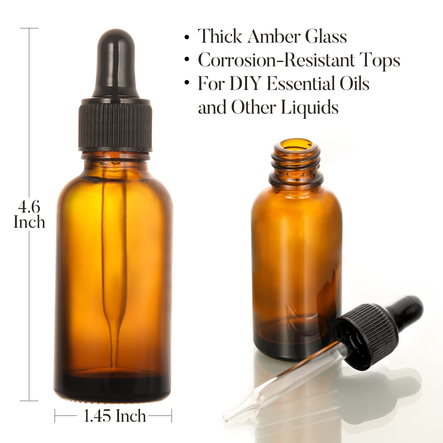 AOZITA long glass dropper enables accurate dispensing of small amounts.