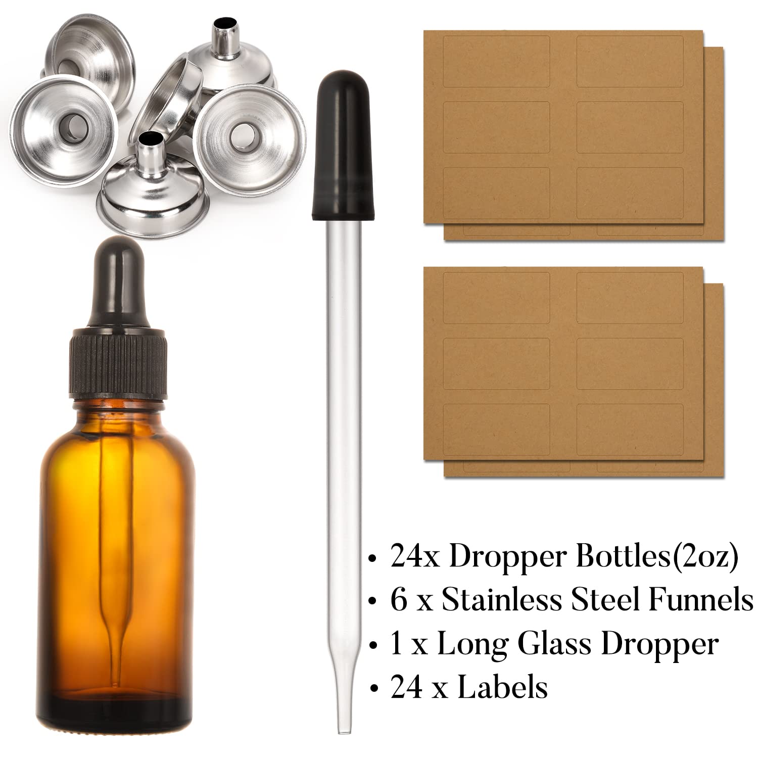 AOZITA stainless steel funnels help cleanly fill bottles without mixing.