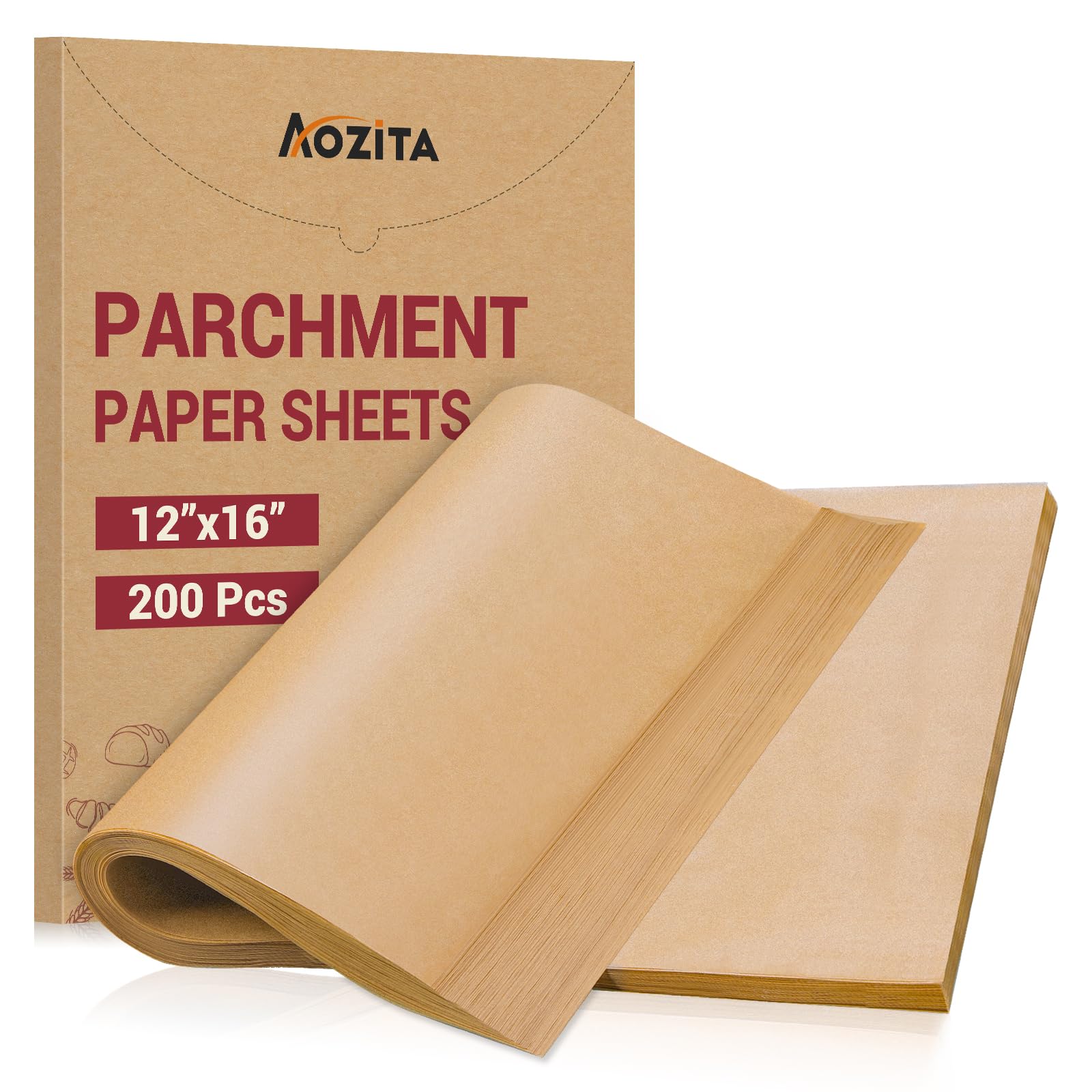 AOZITA unbleached parchment sheets boxed for easy storage.