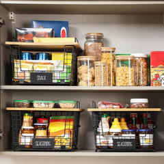 AOZITA XXL basket in pantry storage for snacks and cans.