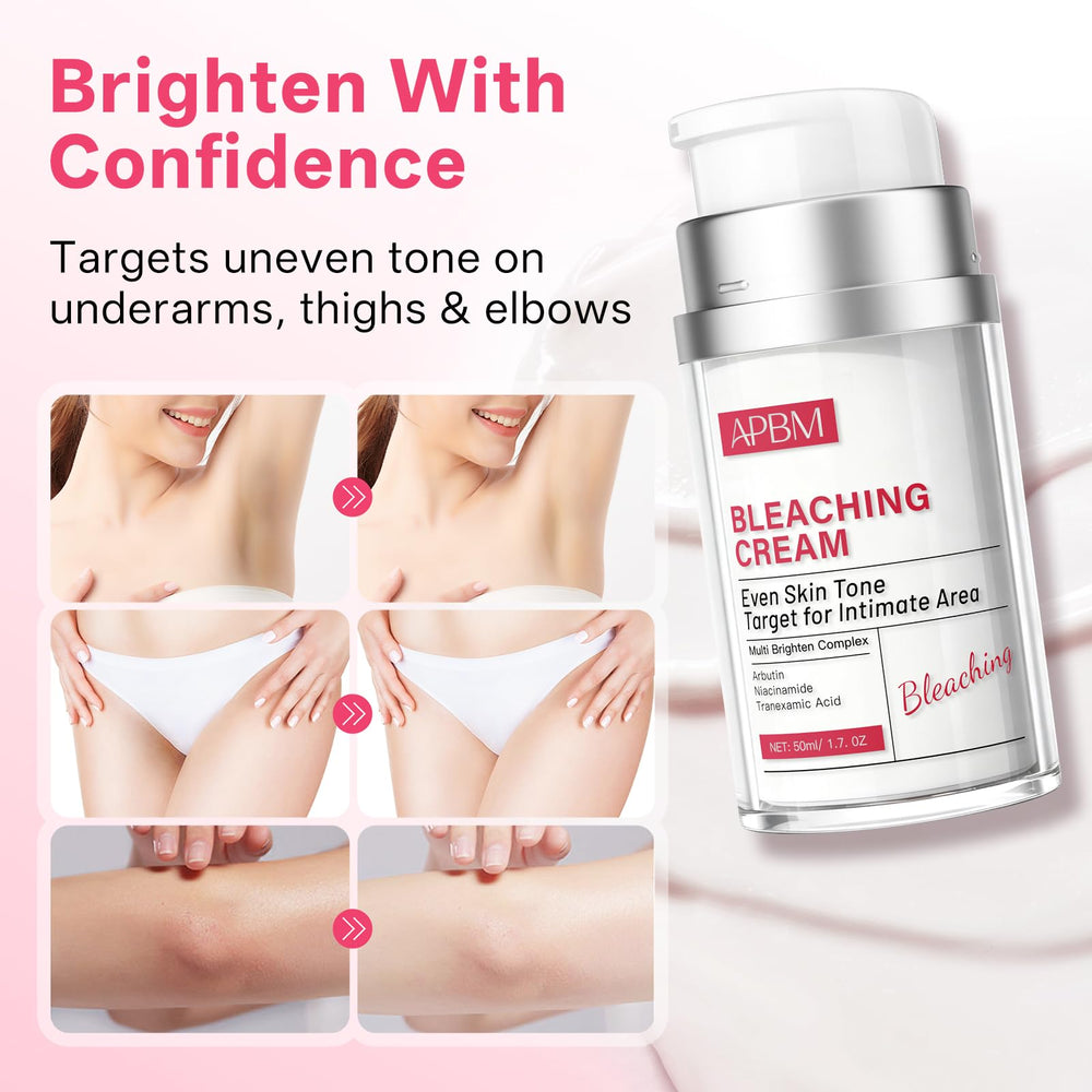 APBM Skin Lightening Cream texture and pump demonstrating fast-absorbing formula