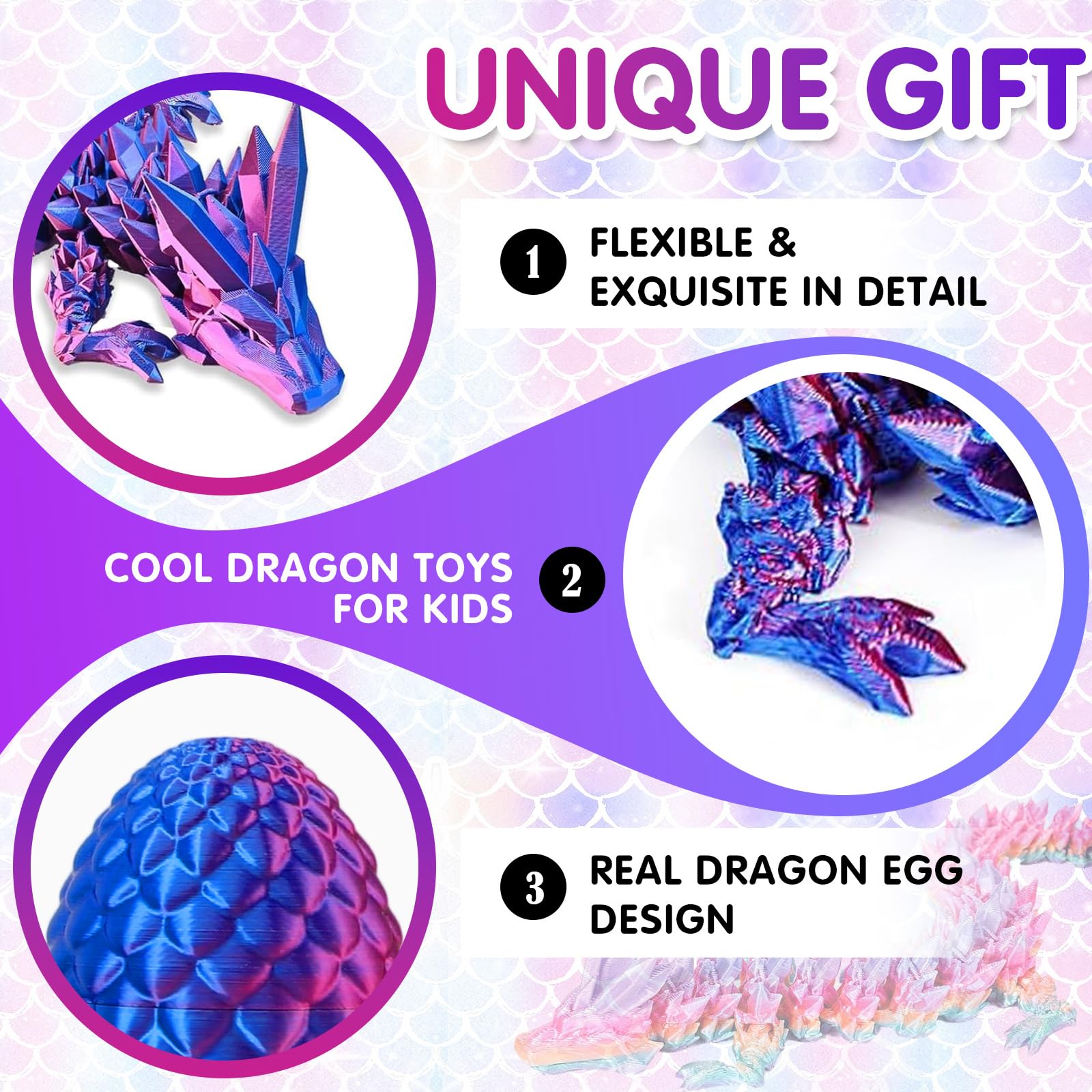 Apear1 colorful dragon eggs ready for Easter basket fun.