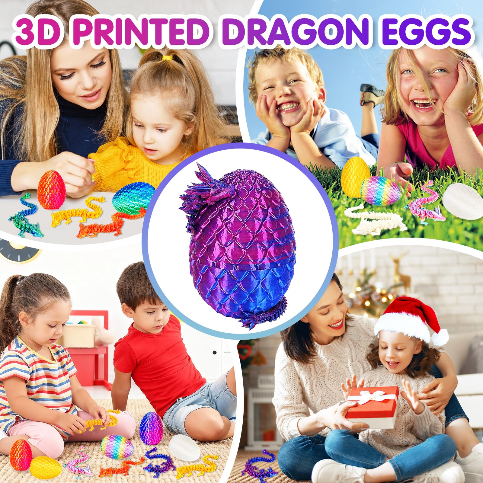 Apear1 desk display dragon egg collection with poseable dragon.