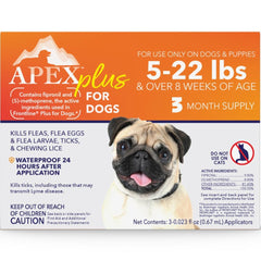 APEX Plus small bottle pour for easy topical application on dogs.