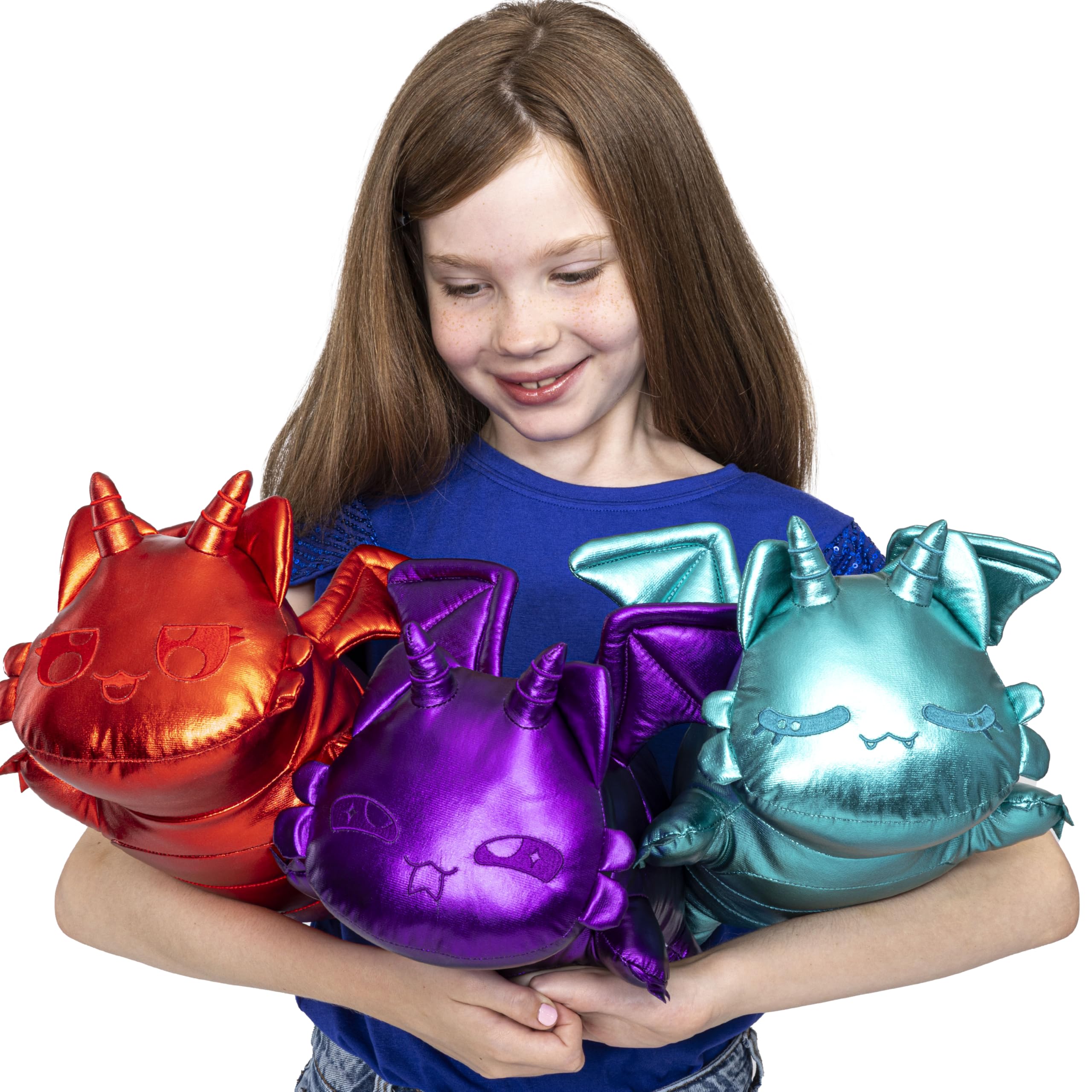 Aphmau MeeMeows bronze dragon plush with metallic-like finish adds collectible flair.