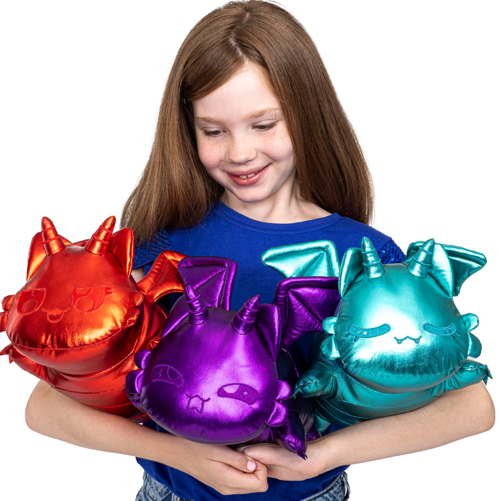 Aphmau MeeMeows bronze dragon plush with metallic-like finish adds collectible flair.