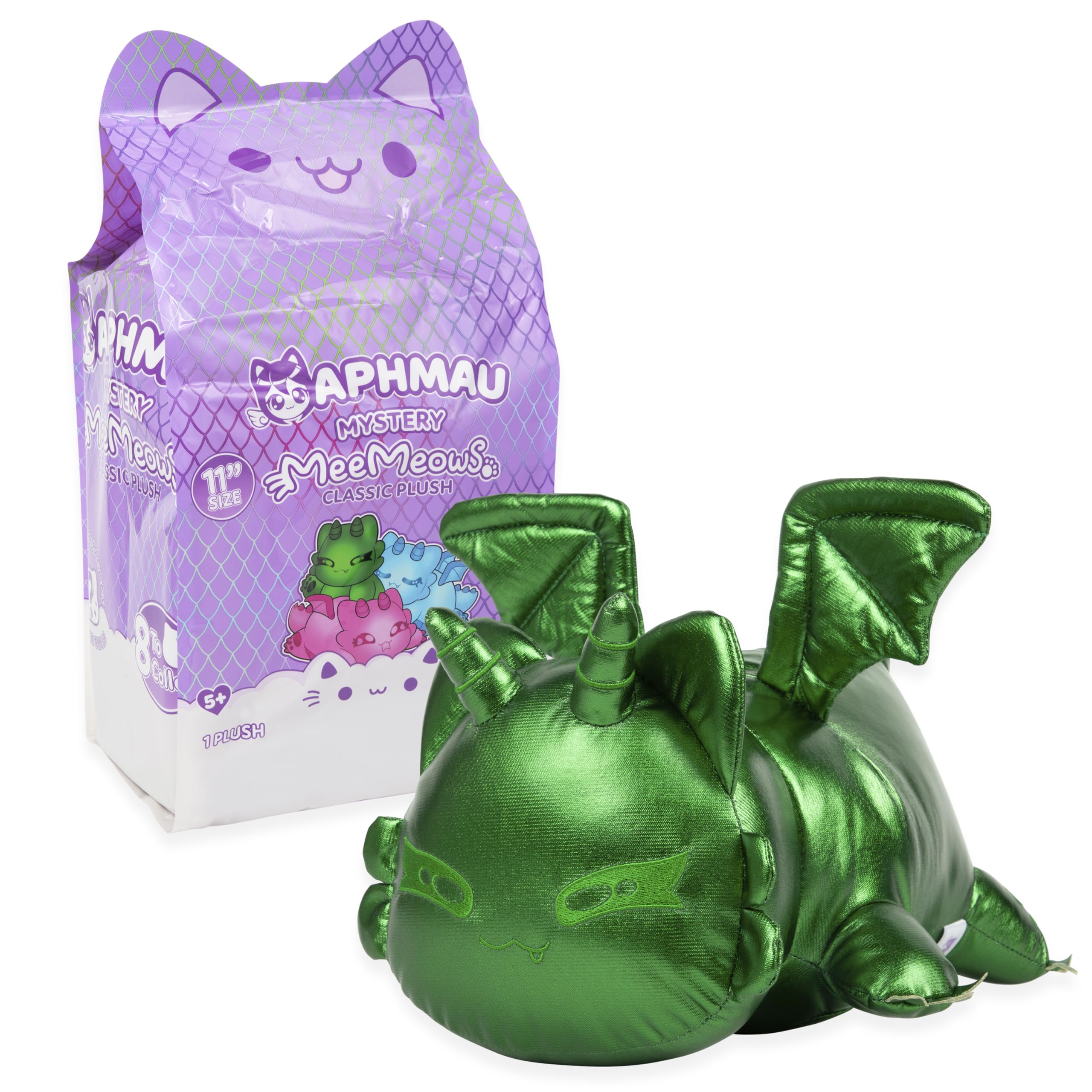 Aphmau MeeMeows silver dragon plush shines with cool tones for display cases.