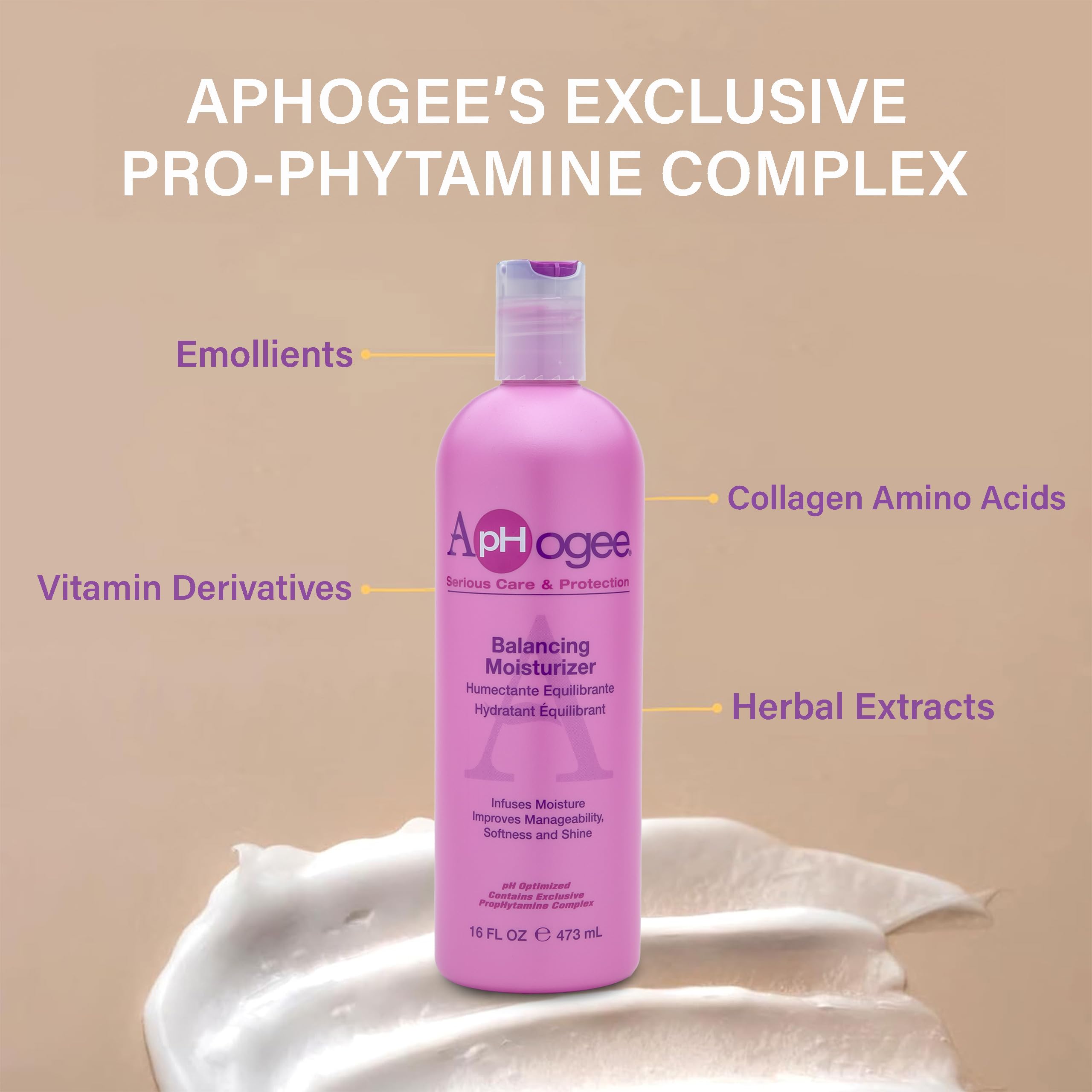 Aphogee balancing moisturizer cream texture close-up highlighting rich, creamy feel.