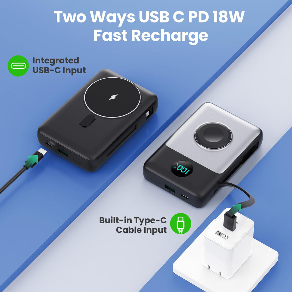 APHUWJ 10800mAh capacity powers devices with multiple charges.