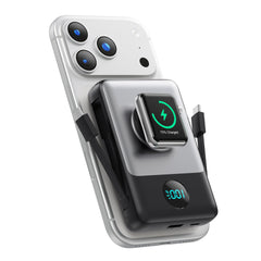 APHUWJ 6-in-1 magnetic charger front view showing seamless iPhone and Apple Watch charging.