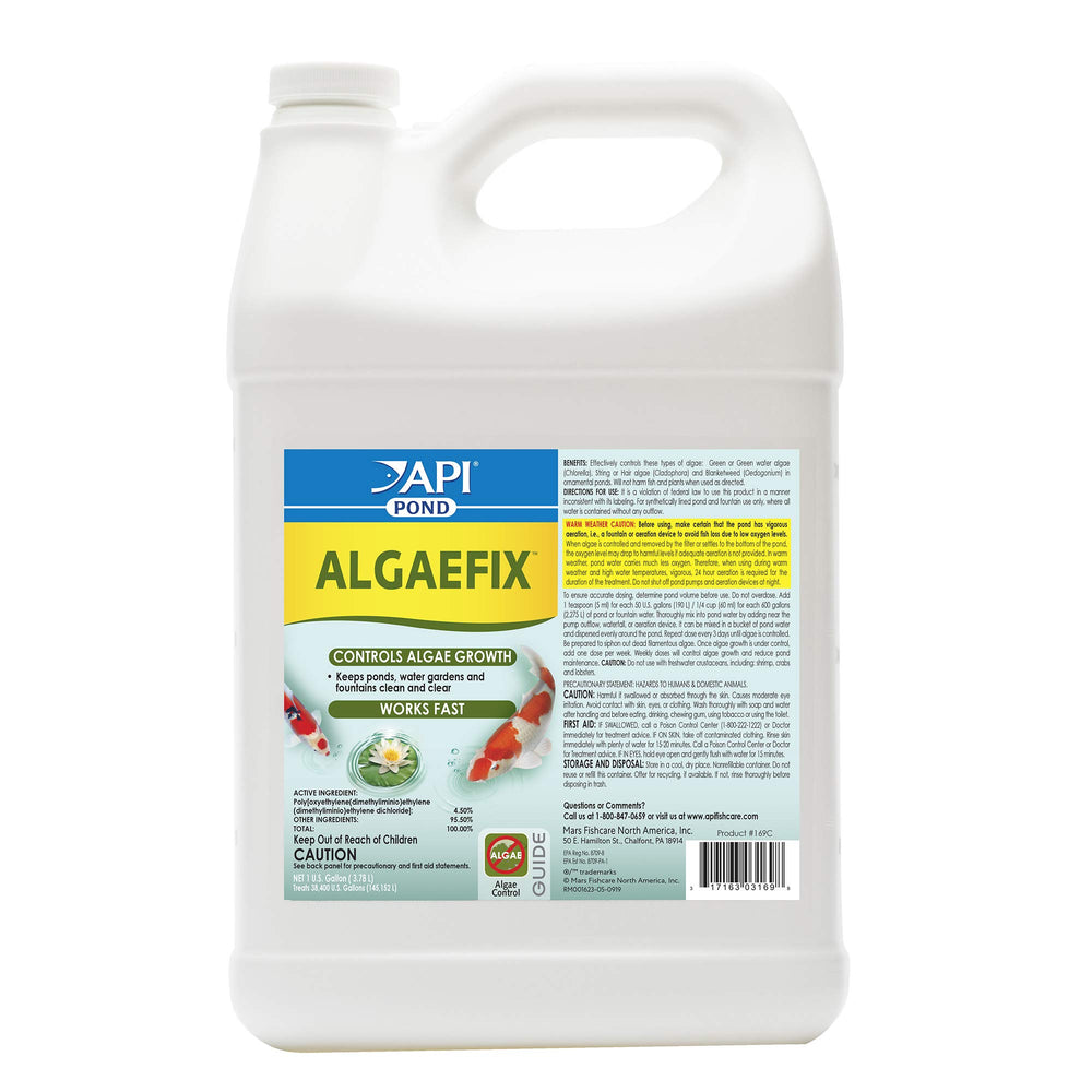 API POND ALGAEFIX bottle pouring to treat pond algae.