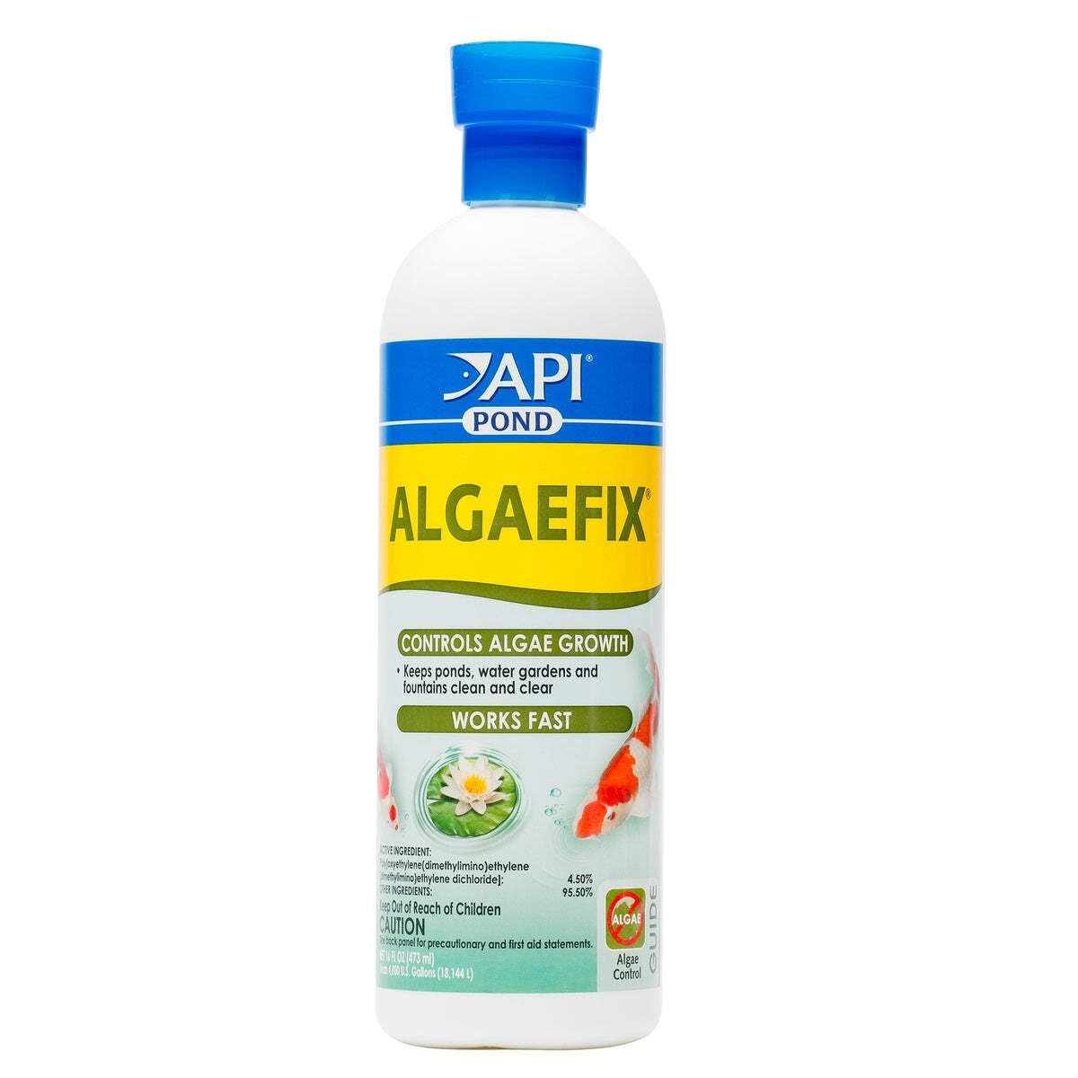 API POND ALGAEFIX bottle being poured to help control pond algae.