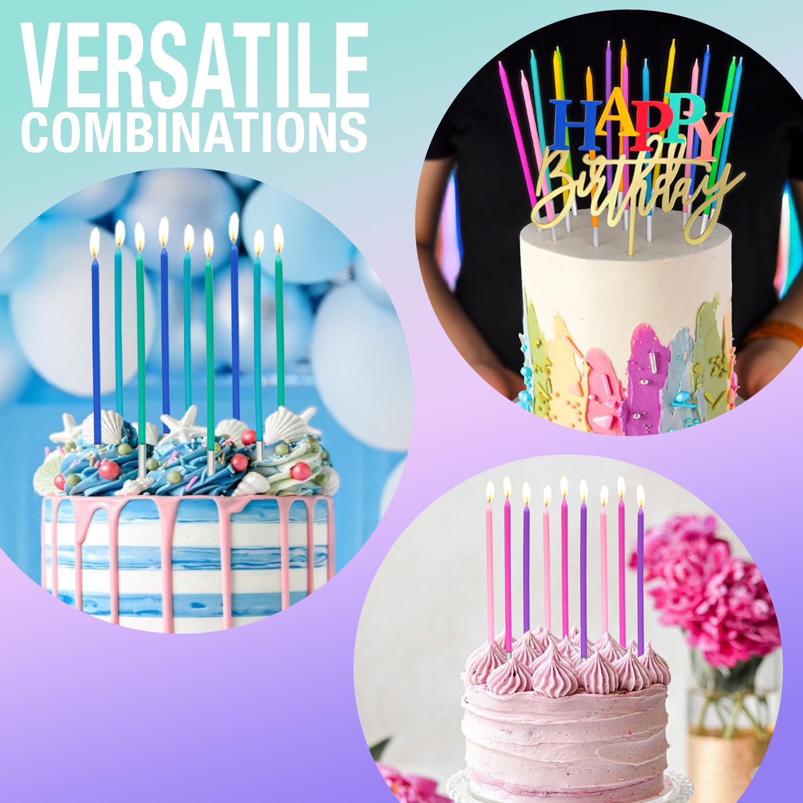 Apluselection cake decoration ideas with rainbow candles