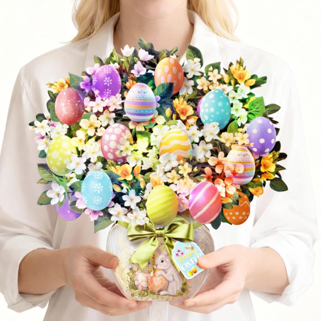 APOTODITO Easter 3D bouquet with colorful eggs and flowers as a decorative centerpiece