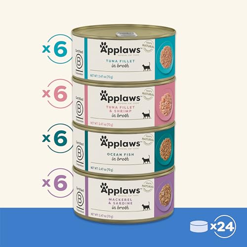 Applaws tuna fillet with shrimp can showcasing variety and moist texture for cats