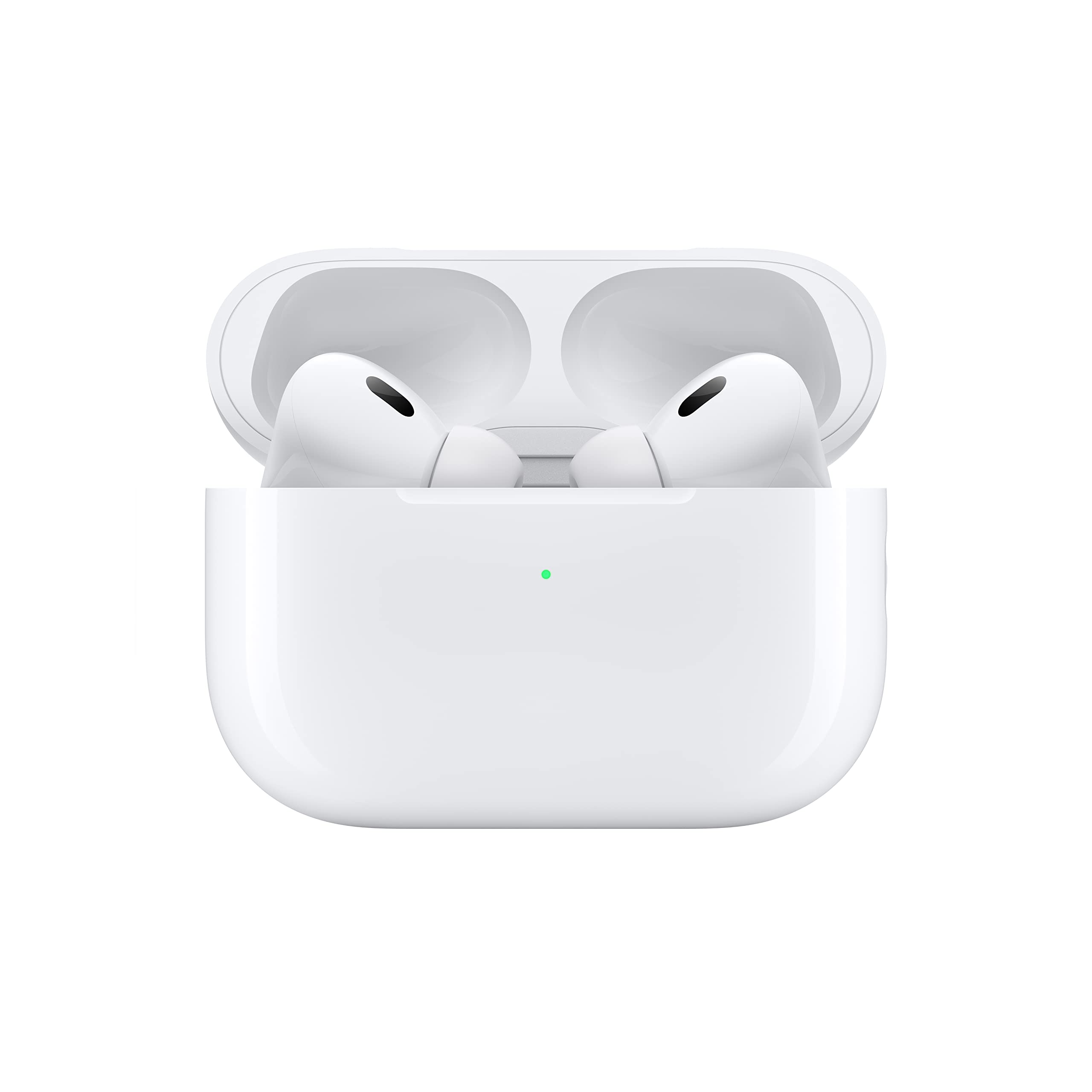 Apple AirPods Pro 2nd Gen Renewed earbuds in case close-up charging