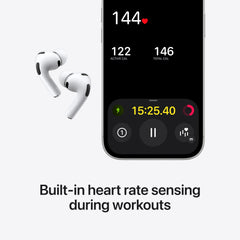 Apple AirPods Pro 3 with active noise cancellation indicated by sound waves.