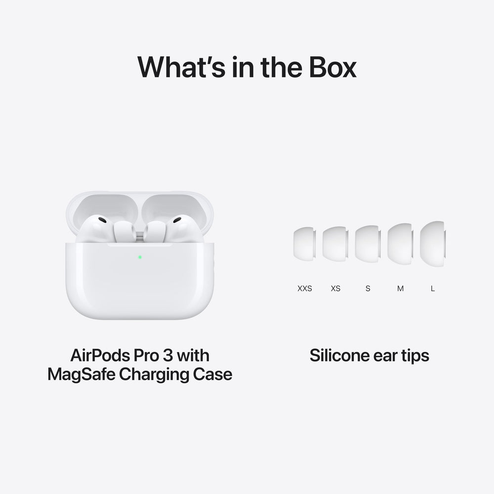 Apple AirPods Pro 3 USB-C charging port and sleek carrying case.