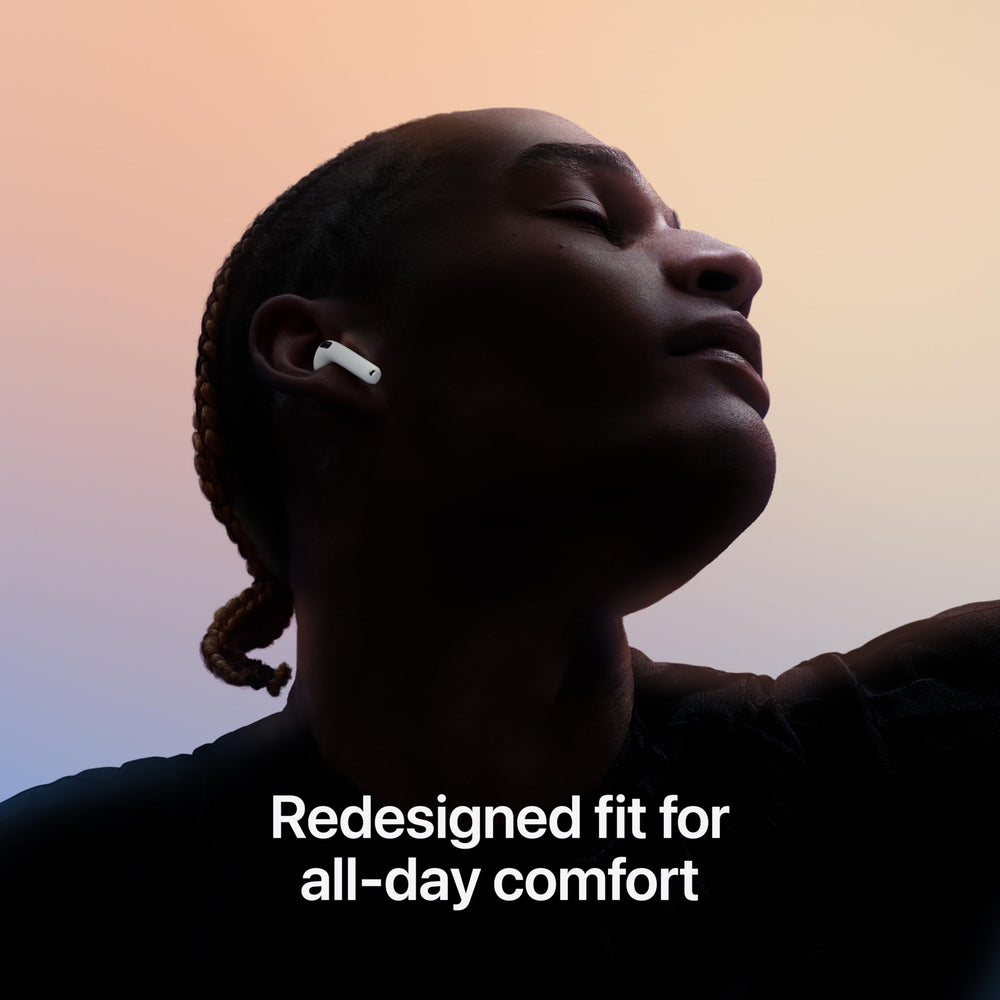Apple AirPods 4 personalized spatial audio delivers theater-like sound for media.