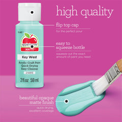 Apple Barrel 2oz bottles close-up shows easy cleanup with soap and water.