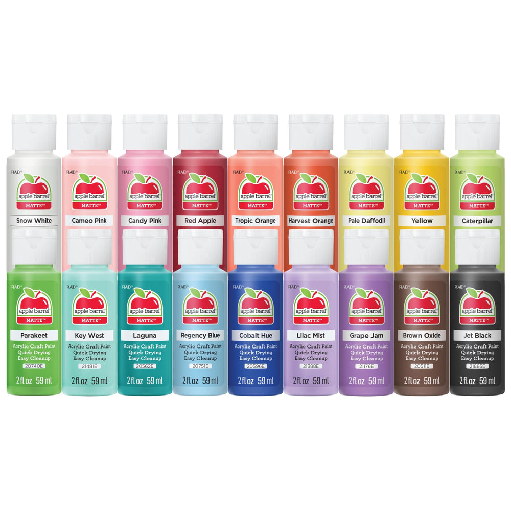Apple Barrel PROMOTCK set cover showcases vibrant 18 matte colors for arts and crafts.